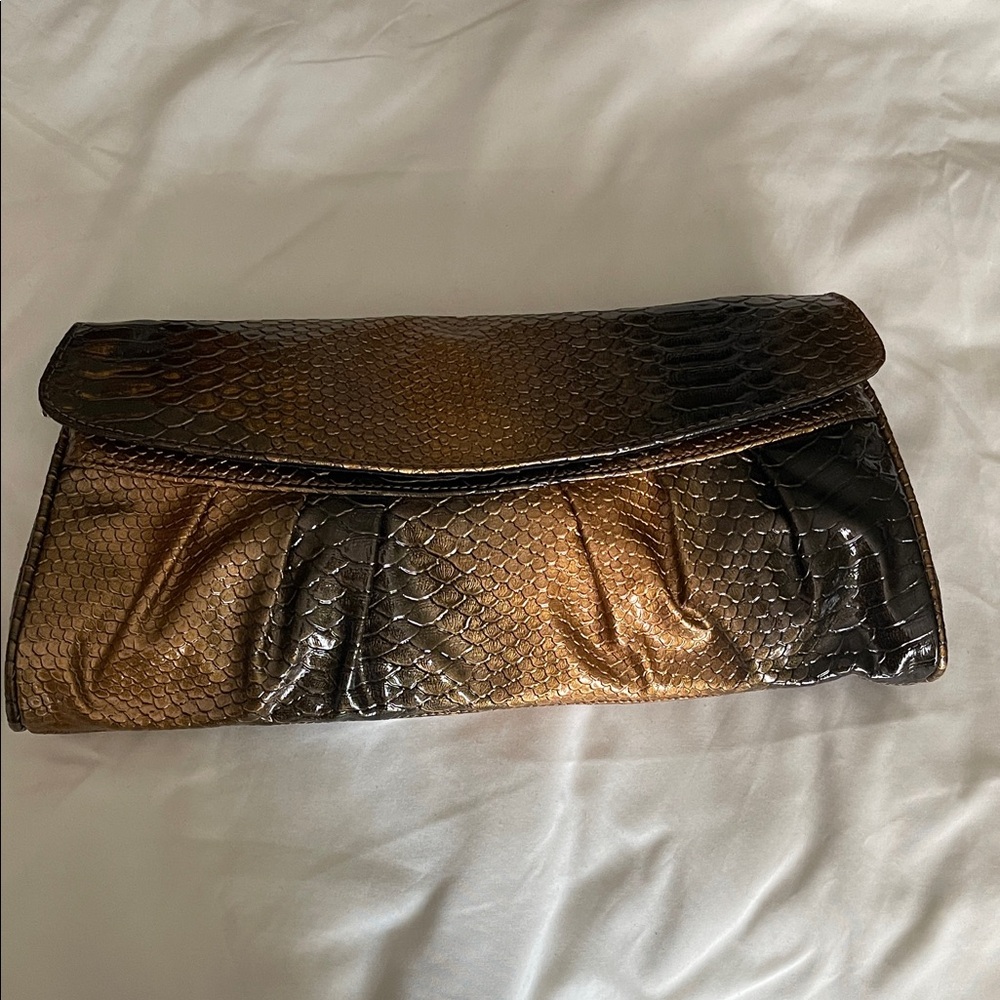 Chinese Laundry Metallic Brown and Black Clutch